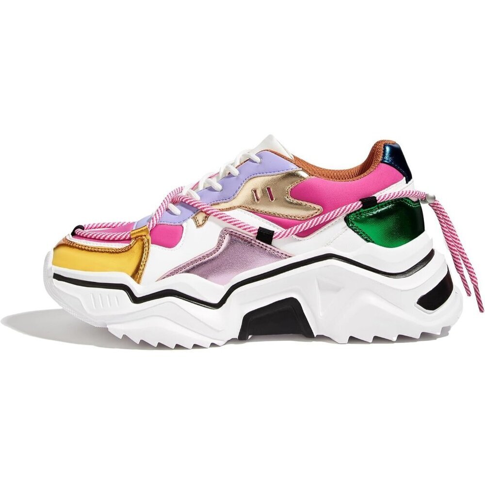 Women's Purple Fushia Platform Colorful Retro Stylish Fashion Sneakers